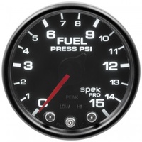 AUTOMETER GAUGE 2-1/16" FUEL PRESSURE,0-15 PSI,STEPPER MOTOR,SPEK-PRO,BLACK DIAL,BLACK BEZEL,SMOKED LENS # P31552