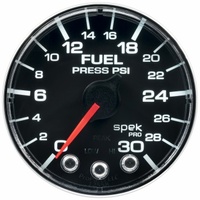 AUTOMETER GAUGE 2-1/16" FUEL PRESSURE,0-30 PSI,STEPPER MOTOR,SPEK-PRO,BLACK/CHROME,FLAT ANTIGLARE LENS # P316318