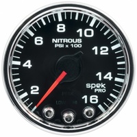 AUTOMETER GAUGE 2-1/16" NITROUS PRESSURE,0-1600 PSI,STEPPER MOTOR,SPEK-PRO,BLACK DIAL,CHROME BEZEL,CLEAR LENS # P32031