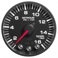 AUTOMETER GAUGE 2-1/16" NITROUS PRESSURE,0-1600 PSI,STEPPER MOTOR,SPEK-PRO,BLACK DIAL,BLACK BEZEL,FLAT ANTIGLARE LENS # P320328