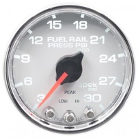 AUTOMETER GAUGE 2-1/16" FUEL RAIL PRESSURE,3-30K PSI,STEPPER MOTOR,SPEK-PRO,WHITE DIAL,CHROME BEZEL,CLEAR LENS # P32111