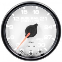 AUTOMETER GAUGE 2-1/16" FUEL RAIL PRESSURE,3-30K PSI,STEPPER MOTOR,SPEK-PRO,WHITE DIAL,BLACK BEZEL,CLEAR LENS # P32112