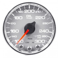 AUTOMETER GAUGE 2-1/16" OIL TEMPERATURE,100-300F,STEPPER MOTOR,SPEK-PRO,SILVER DIAL,CHROME BEZEL,CLEAR LENS # P32221