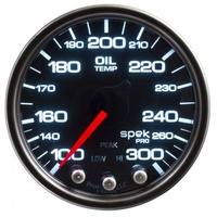 AUTOMETER GAUGE 2-1/16" OIL TEMPERATURE,100-300F,STEPPER MOTOR,SPEK-PRO,BLACK DIAL,BLACK BEZEL,SMOKED LENS # P32252