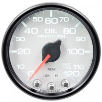 AUTOMETER GAUGE 2-1/16" OIL PRESSURE,0-120 PSI,STEPPER MOTOR,SPEK-PRO,WHITE DIAL,BLACK BEZEL,CLEAR LENS # P32512