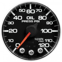 AUTOMETER GAUGE 2-1/16" OIL PRESSURE,0-120 PSI,STEPPER MOTOR,SPEK-PRO,BLACK DIAL,CHROME BEZEL,FLAT ANTIGLARE LENS # P325318