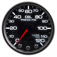 AUTOMETER GAUGE 2-1/16" OIL PRESSURE,0-120 PSI,STEPPER MOTOR,SPEK-PRO,BLACK DIAL,BLACK BEZEL,SMOKED LENS # P32552