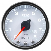 AUTOMETER GAUGE 2-1/16" IN-DASH TACHOMETER,0-8,000 RPM,SPEK-PRO,WHITE DIAL,BLACK BEZEL,CLEAR LENS # P33412