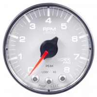 AUTOMETER GAUGE 2-1/16" IN-DASH TACHOMETER,0-8,000 RPM,SPEK-PRO,WHITE DIAL,BLACK BEZEL,FLAT ANTIGLARE LENS # P334128