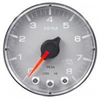 AUTOMETER GAUGE 2-1/16" IN-DASH TACHOMETER,0-8,000 RPM,SPEK-PRO,SILVER DIAL,CHROME BEZEL,FLAT ANTIGLARE LENS # P334218