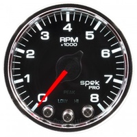 AUTOMETER GAUGE 2-1/16" IN-DASH TACHOMETER,0-8,000 RPM,SPEK-PRO,BLACK DIAL,CHROME BEZEL,CLEAR LENS # P33431