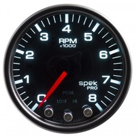 AUTOMETER GAUGE 2-1/16" IN-DASH TACHOMETER,0-8,000 RPM,SPEK-PRO,BLACK DIAL,BLACK BEZEL,SMOKED LENS # P33452