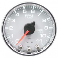 AUTOMETER GAUGE 2-1/16" IN-DASH TACHOMETER,0-11,000 RPM,SPEK-PRO,WHITE DIAL,CHROME BEZEL,CLEAR LENS # P33611