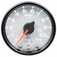 AUTOMETER GAUGE 2-1/16" IN-DASH TACHOMETER,0-11,000 RPM,SPEK-PRO,WHITE DIAL,BLACK BEZEL,CLEAR LENS # P33612