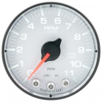 AUTOMETER GAUGE 2-1/16" IN-DASH TACHOMETER,0-11,000 RPM,SPEK-PRO,WHITE DIAL,BLACK BEZEL,FLAT ANTIGLARE LENS # P336128