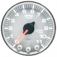 AUTOMETER GAUGE 2-1/16" IN-DASH TACHOMETER,0-11,000 RPM,SPEK-PRO,SILVER DIAL,CHROME BEZEL,CLEAR LENS # P33621