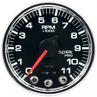 AUTOMETER GAUGE 2-1/16" IN-DASH TACHOMETER,0-11,000 RPM,SPEK-PRO,BLACK DIAL,CHROME BEZEL,CLEAR LENS # P33631