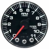 AUTOMETER GAUGE 2-1/16" IN-DASH TACHOMETER,0-11,000 RPM,SPEK-PRO,BLACK DIAL,CHROME BEZEL,FLAT ANTIGLARE LENS # P336318