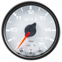 AUTOMETER GAUGE 2-1/16" VOLTMETER,0-16V,DIGITAL STEPPER MOTOR,SPEK-PRO,WHITE DIAL,BLACK BEZEL,CLEAR LENS # P34412
