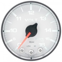 AUTOMETER GAUGE 2-1/16" VOLTMETER,0-16V,DIGITAL STEPPER MOTOR,SPEK-PRO,WHITE DIAL,BLACK BEZEL,FLAT ANTIGLARE LENS # P344128