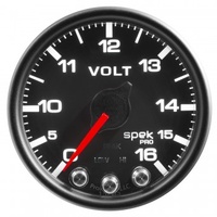 AUTOMETER GAUGE 2-1/16" VOLTMETER,0-16V,DIGITAL STEPPER MOTOR,SPEK-PRO,BLACK DIAL,BLACK BEZEL,CLEAR LENS # P34432
