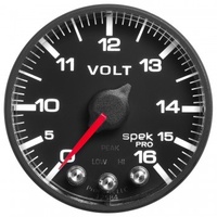 AUTOMETER GAUGE 2-1/16" VOLTMETER,0-16V,DIGITAL STEPPER MOTOR,SPEK-PRO,BLACK DIAL,BLACK BEZEL,FLAT ANTIGLARE LENS # P344328