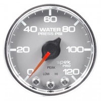 AUTOMETER GAUGE 2-1/16" WATER PRESSURE,0-120 PSI,STEPPER MOTOR,SPEK-PRO,SILVER DIAL,CHROME BEZEL,CLEAR LENS # P34521