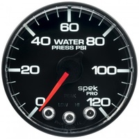 AUTOMETER GAUGE 2-1/16" WATER PRESSURE,0-120 PSI,STEPPER MOTOR,SPEK-PRO,BLACK DIAL,BLACK BEZEL,FLAT ANTIGLARE LENS # P345328