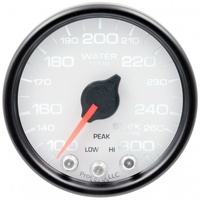 AUTOMETER GAUGE 2-1/16" WATER TEMPERATURE,100-300F,STEPPER MOTOR,SPEK-PRO,WHITE DIAL,BLACK BEZEL,CLEAR LENS # P34612
