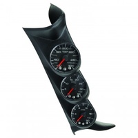 AUTOMETER GAUGE PILLAR KIT,0-35 PSI/0-2000F/100-300F,01-07 GM FULL-SIZE TRUCK,W/ SPEAKER,SPEK-PRO,BLACK DIAL,BLACK BEZEL,FLAT ANTIGLARE LENS # P73021