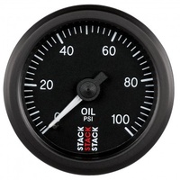 AUTOMETER GAUGE OIL PRESS,52MM,BLACK,0-100 PSI,MECHANICAL,1/8" NPTF (M) # ST3102