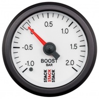 AUTOMETER GAUGE 52MM,BOOST PRESS,-1 TO +2 BAR,MECHANICAL,STACK WHT # ST3161