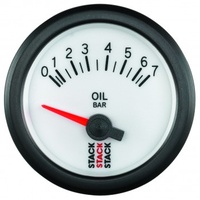 AUTOMETER GAUGE OIL PRESS,ELECTRIC,52MM,WHT,0-7 BAR,AIR-CORE,M10 MALE # ST3251