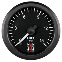 AUTOMETER GAUGE 52MM FUEL PRESS,0-15PSI,STEPPER MOTOR,1/8" NPTF MALE,STACK BLK # ST3304