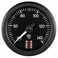 AUTOMETER GAUGE OIL TEMP,PRO STEPPER MOTOR,52MM,BLK,40-140C,1/8" NPTF MALE # ST3309