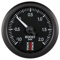 AUTOMETER GAUGE 52MM,BOOST PRESS,PRO STEPPER,BLK,-1 TO +2 BAR,INCL. T-FITTING # ST3311