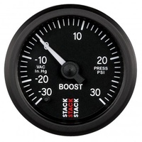 AUTOMETER GAUGE 52MM,BOOST PRESS,PRO STEPPER,,BLK,-30INHG TO +30PSI,INCL. T-FITTING # ST3312