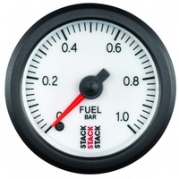 AUTOMETER GAUGE 52MM FUEL PRESS,0-1 BAR,STEPPER MOTOR,M10 MALE,STACK WHT # ST3353