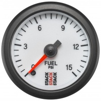 AUTOMETER GAUGE 52MM FUEL PRESS,0-15PSI,STEPPER MOTOR,1/8" NPTF MALE,STACK WHT # ST3354