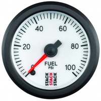 AUTOMETER GAUGE 52MM FUEL PRESS,0-100 PSI,STEPPER MOTOR,1/8" NPTF MALE,STACK WHT # ST3356
