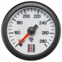 AUTOMETER GAUGE OIL TEMP,PRO STEPPER MOTOR,52MM,WHT,140-280F,STEPPER MOTOR,1/8" NPTF MALE # ST3360