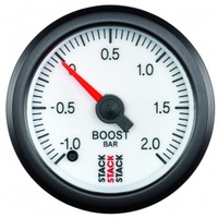 AUTOMETER GAUGE 52MM,BOOST PRESS,PRO STEPPER MOTOR,-1 TO +2 BAR,STACK WHT # ST3361
