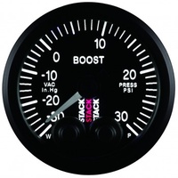 AUTOMETER GAUGE 52MM,BOOST PRESS,PRO-CONTROL,BLK,-30INHG TO +30PSI,INCL. T-FITTING # ST3512