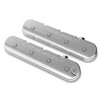 Holley Tall LS Valve Cover with Bowtie/Chevrolet Logo - Polished Finish