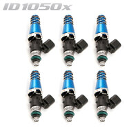 ID1050-XDS Injectors Set of 6, 60mm Length, 11mm Blue Adaptor Top, 14mm Lower O-Ring/11mm Machine O-Ring Retainer - Honda NSX