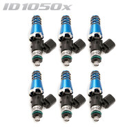 ID1050-XDS Injectors Set of 6, 60mm Length, 11mm Blue Adaptor Top, 14mm Lower O-Ring - Toyota Supra 2JZ-GTE/Nissan 300ZX Z32