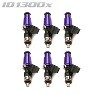 ID1300-XDS Injectors Set of 6, 60mm Length, 14mm Purple Adaptor Top, 14mm Lower O-Ring/11mm Machine O-Ring Retainer - Nissan GT-R R35 (V1 T1 Rails)