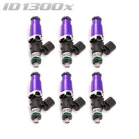 ID1300-XDS Injectors Set of 6, 60mm Length, 14mm Purple Adaptor Top, 14mm Lower O-Ring - Toyota Supra 2JZ-GTE/Holden V6/Porsche 993/996/997.1/BMW E36