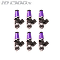 ID1300-XDS Injectors Set of 6, 60mm Length, 14mm Purple Adaptor Top, Denso Lower Cushion - Nissan Skyline R32/R33/R34