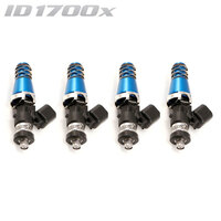 ID1700-XDS Injectors Set of 4, 60mm Length, 11mm Blue Adaptor Top, Denso Lower Cushion - Mitsubishi Evo 4-9/Toyota 4AGE/Celica 1ZZ-FE